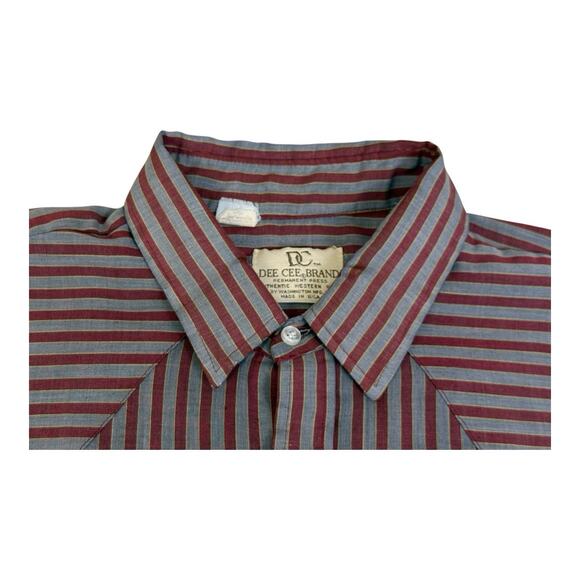 Vintage Dee Cee Western Shirt Mens 15-35 Red Gray Pearl Snap Cowboy USA Made - Picture 14 of 16